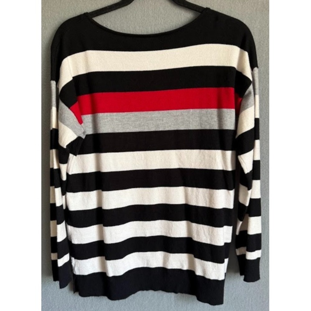 Calvin Klein Sweater Women Medium Striped Multicolor Long Sleeve Scoop Neck‎ - Picture 2 of 14